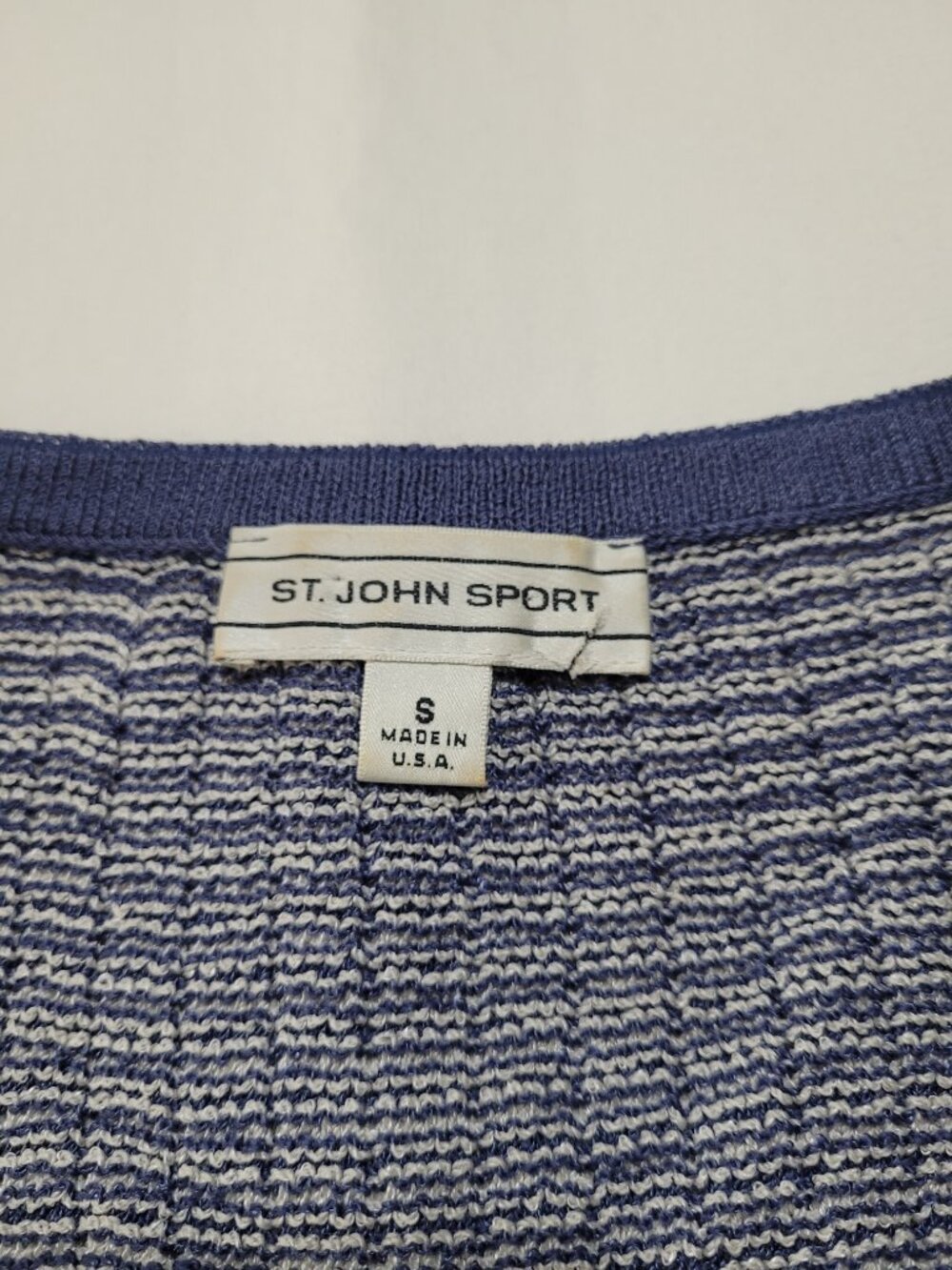 St. John Sport Striped Knit Cardigan Sweater Navy Blue White Small Coastal - Picture 4 of 9